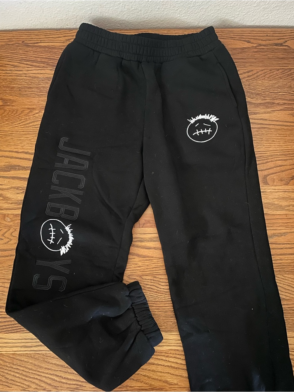 Jackboys Black Graphic Jogger Sweatpants with White Logo